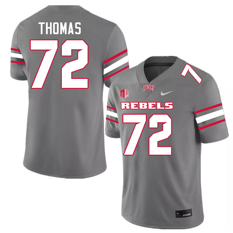 Men #72 Will Thomas UNLV Rebels College Football Jerseys Stitched-Grey